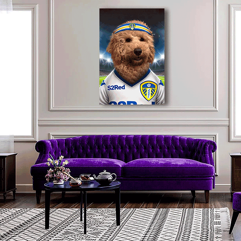 Leeds United Pet Portrait - Custom Football Fan Canvas
